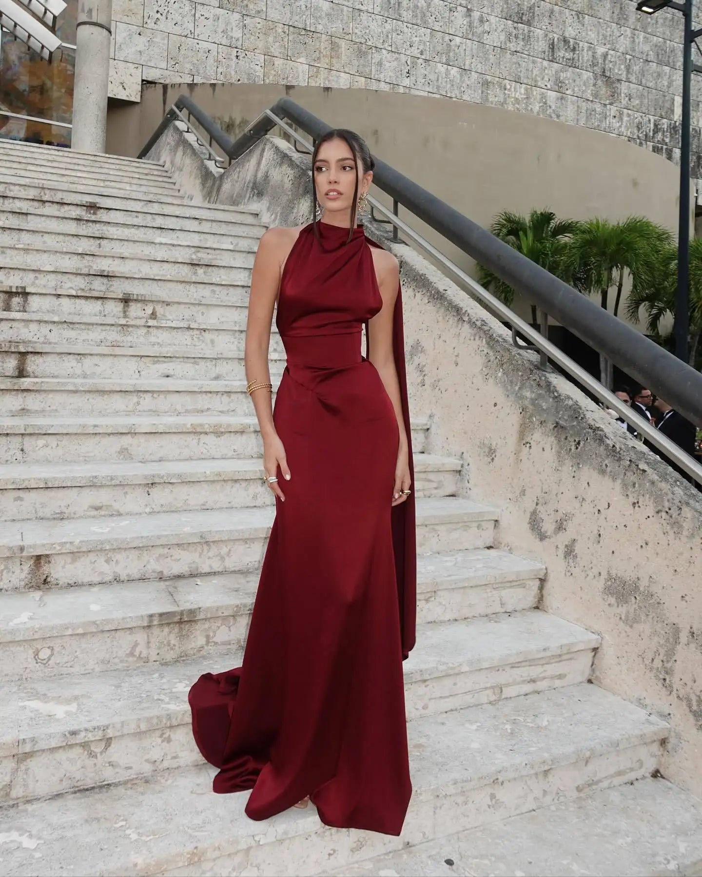 Elegant Burgundy Satin Long Dress Sexy Women's Corset High Waist Maxi Mermaid Dresses Evening Party 2025 Cocktail Wedding Guest