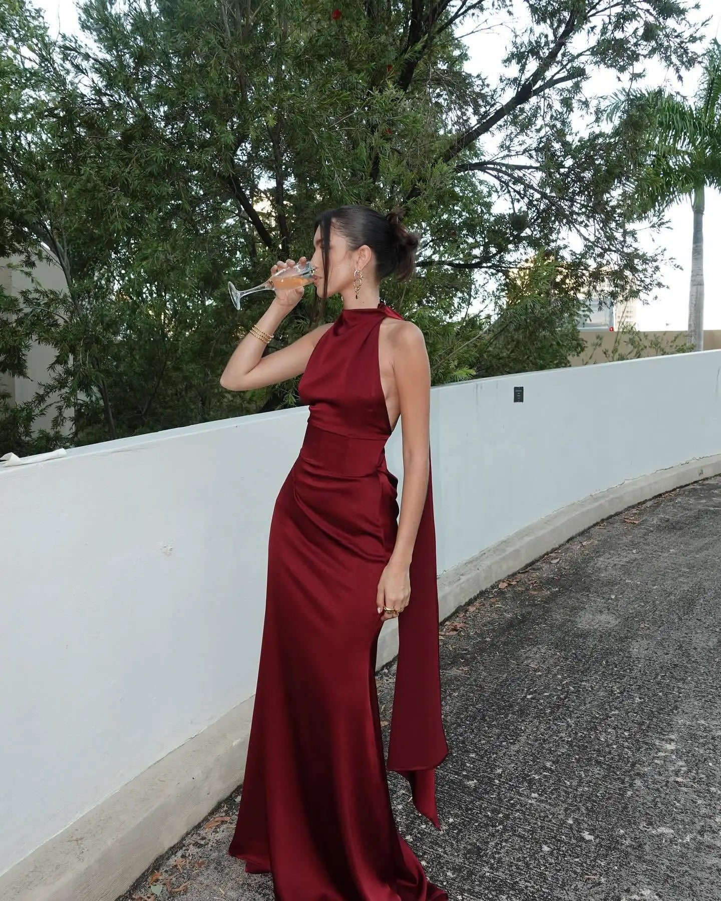 Elegant Burgundy Satin Long Dress Sexy Women's Corset High Waist Maxi Mermaid Dresses Evening Party 2025 Cocktail Wedding Guest