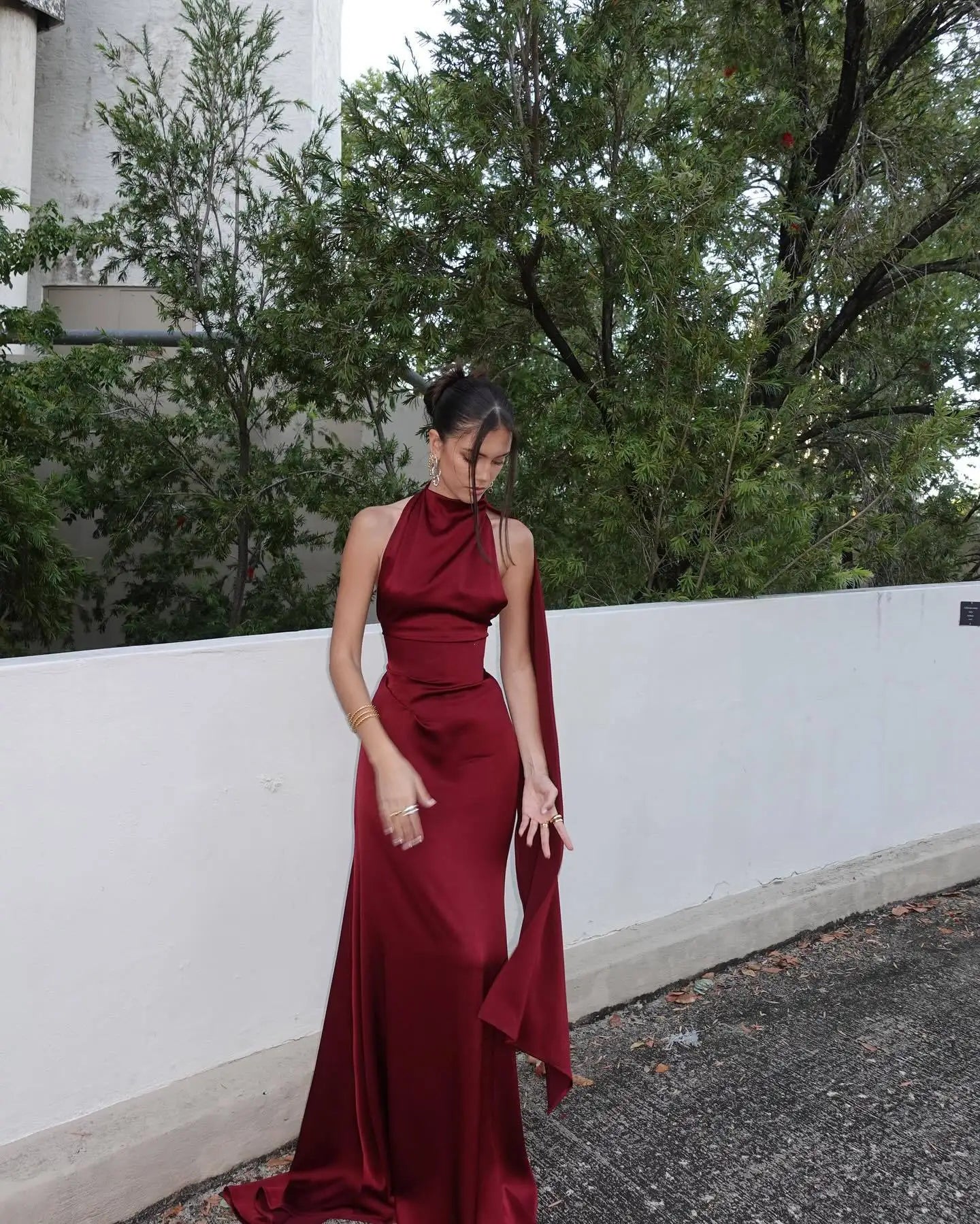 Elegant Burgundy Satin Long Dress Sexy Women's Corset High Waist Maxi Mermaid Dresses Evening Party 2025 Cocktail Wedding Guest