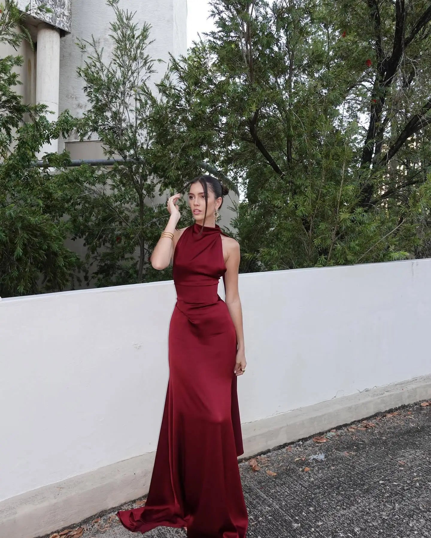 Elegant Burgundy Satin Long Dress Sexy Women's Corset High Waist Maxi Mermaid Dresses Evening Party 2025 Cocktail Wedding Guest