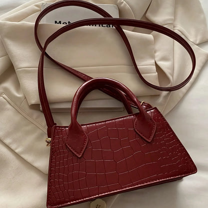 Burgundy Red Elegant Small Bag, Adjustable Shoulder Strap and Zipper Closure, Suitable for Travel and Daily Use