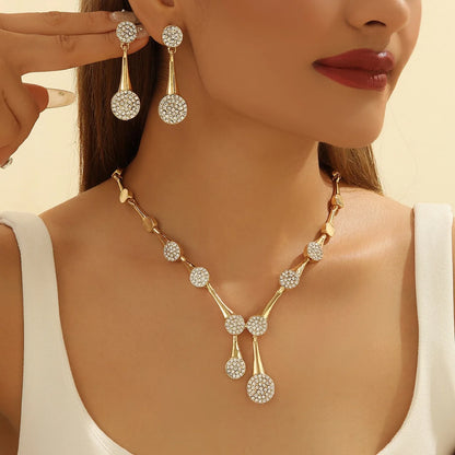 Wedding Necklace Earrings Exquisite Set Golden Quiet Elegant Bridal Banquet Jewelry Gifts For Women Bride