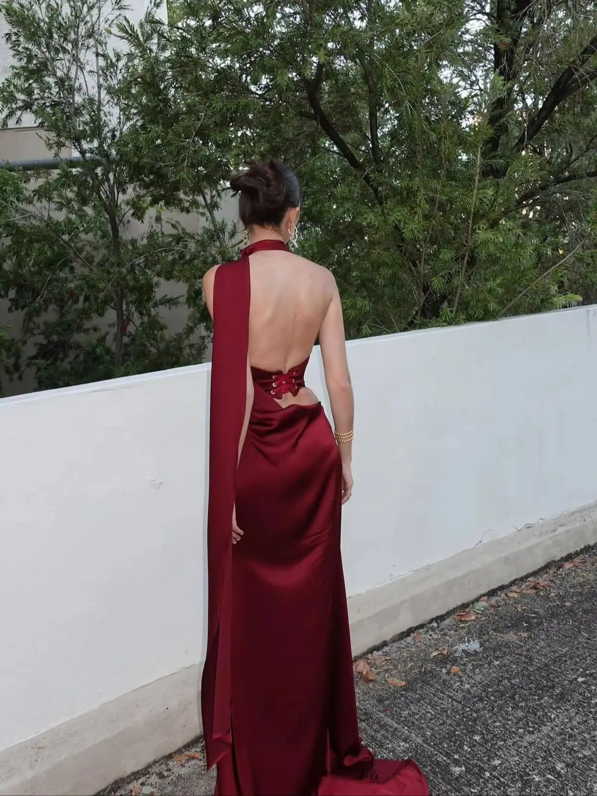 Elegant Burgundy Satin Long Dress Sexy Women's Corset High Waist Maxi Mermaid Dresses Evening Party 2025 Cocktail Wedding Guest
